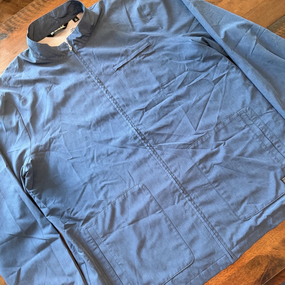 TravisMathew Jacket Mens 2XL Blue Softshell Golf Windbreaker Full Zip Stretch